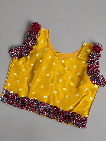 Z163 Silky Flowy Bandhani Yellow