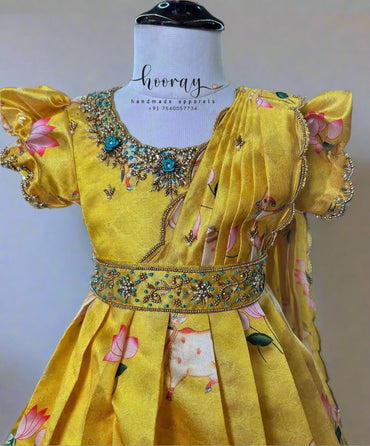 Yellow pichwai frock