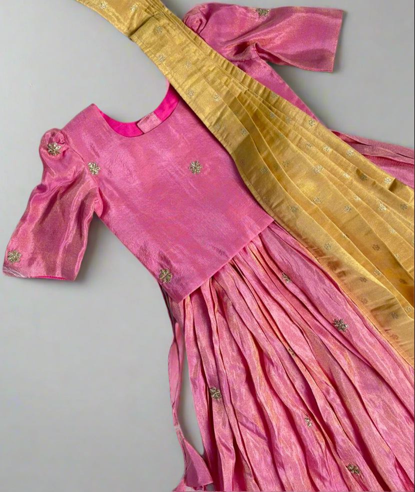 Zari Tara - Pink Half Saree