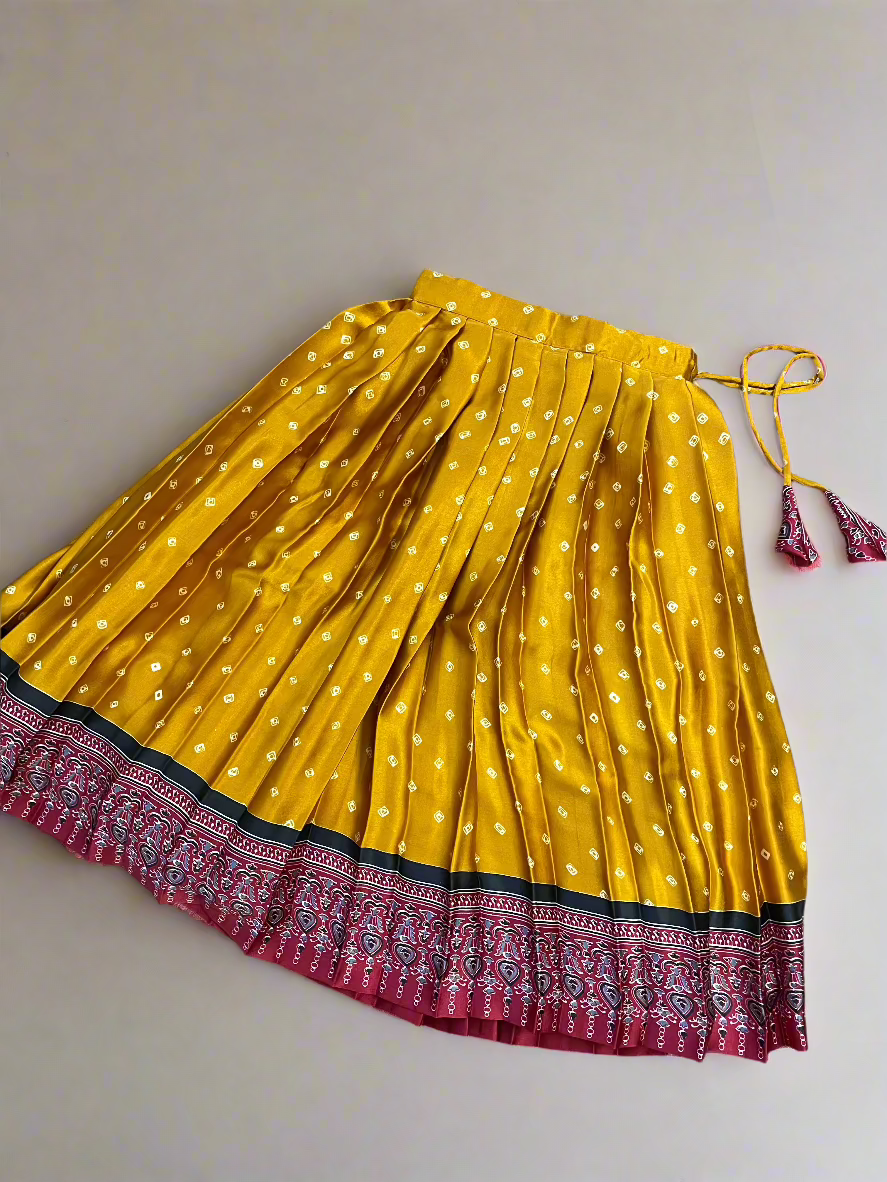 Z163 Silky Flowy Bandhani Yellow