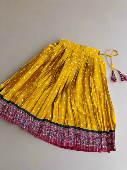 Z163 Silky Flowy Bandhani Yellow