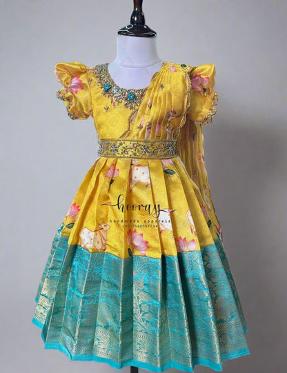 Yellow pichwai frock
