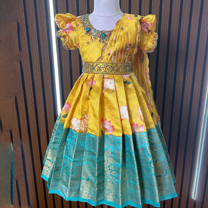 Golden Sunshine Banarasi Gown Set